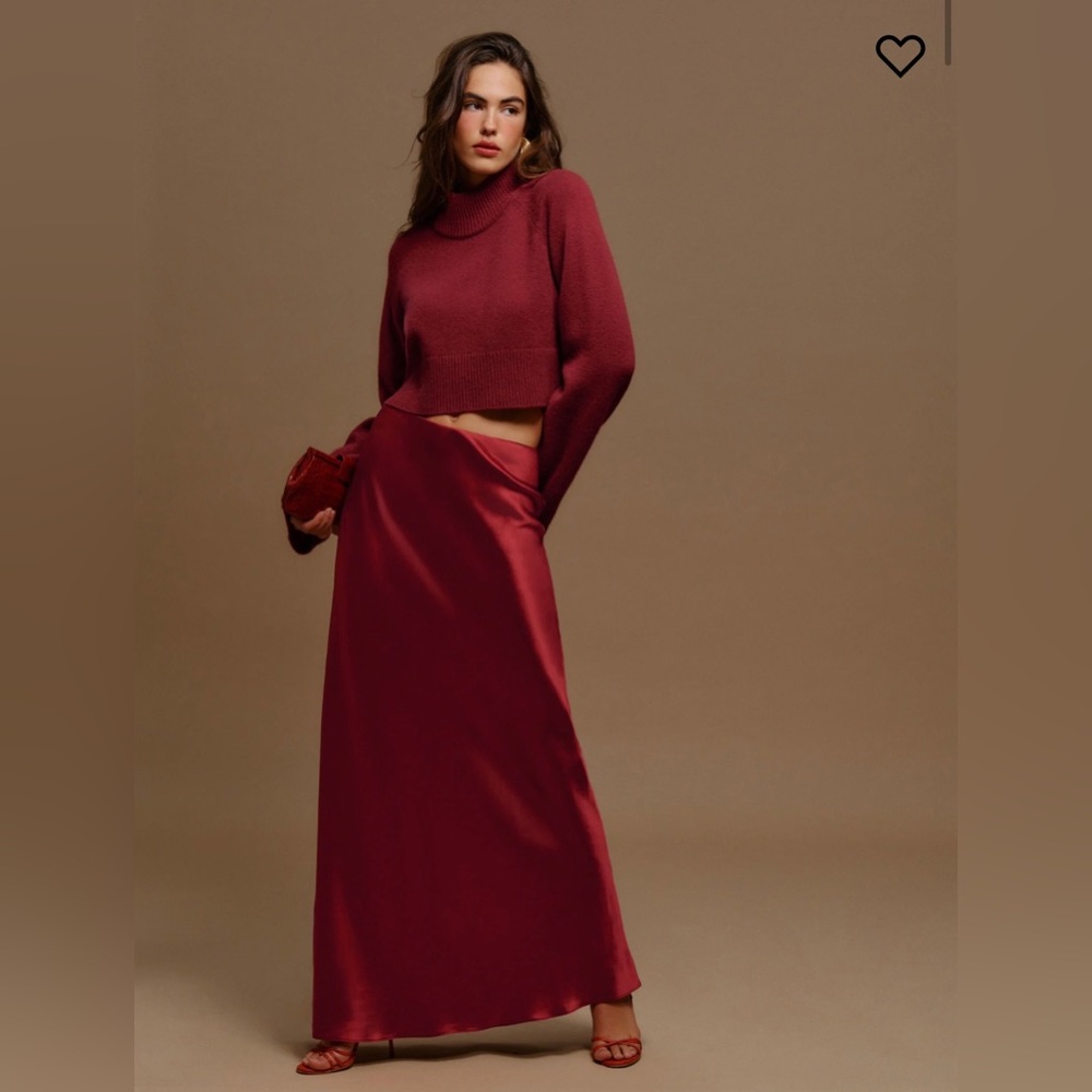 Reformation - Bella Silk Skirt - Sangre Red